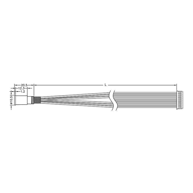 M12 8pins A code male straight front panel mount connector to Molex 510210800 connector